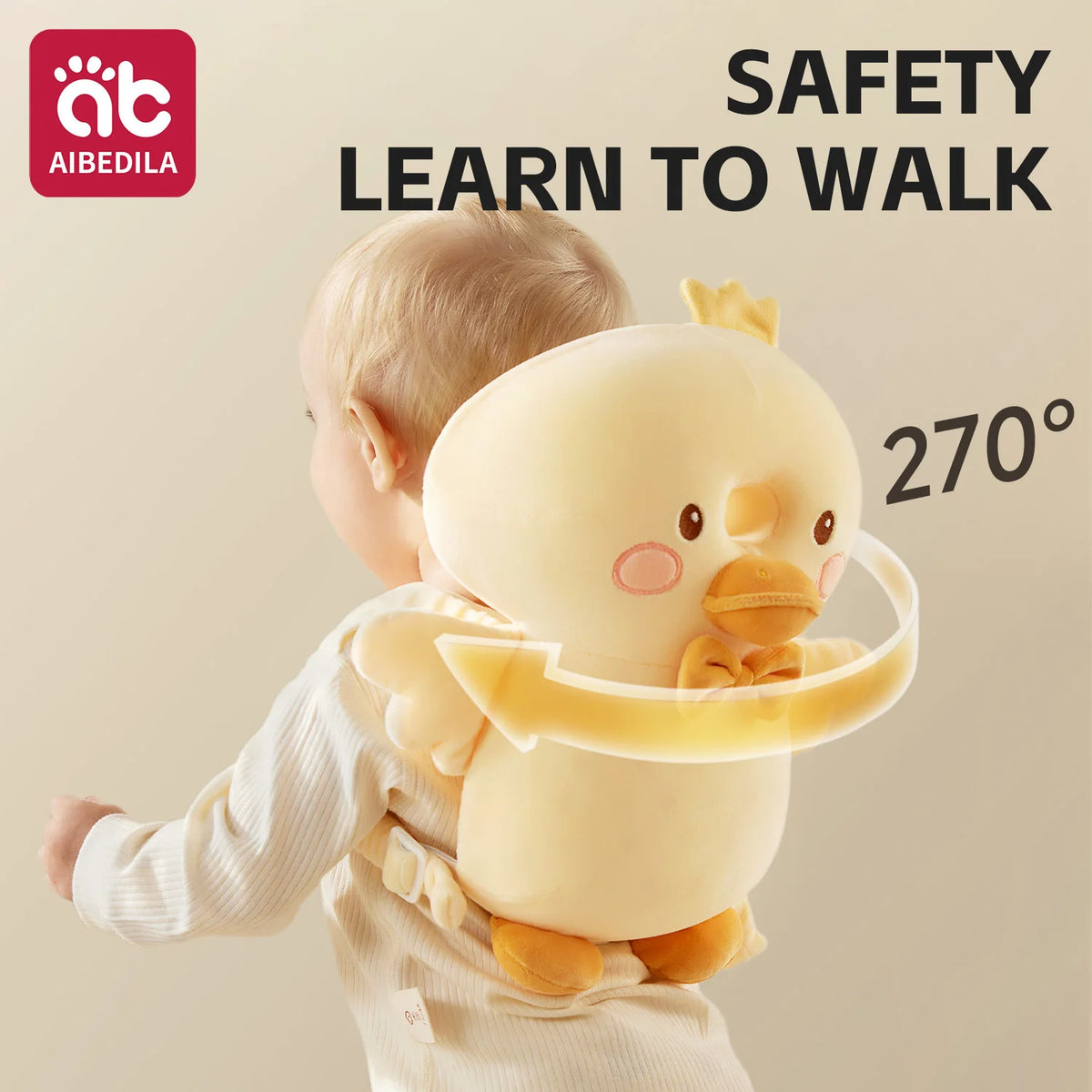 AIBEDILA Triple-sided Fall Baby Head Protector Pillow Cute Animals Anti-Fall Pillow for Crawling Walking Toddler Back Safety Pad